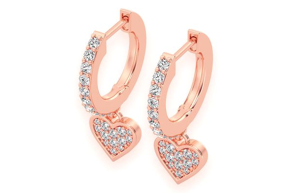Heart Hoop Diamond Earrings 14k Solid Gold 0.40ctw