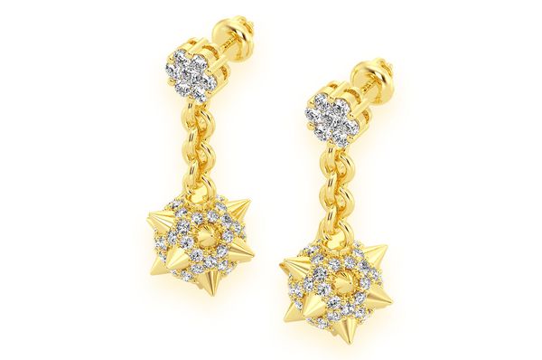 Spike Ball Dangling Diamond Earrings 14k Solid Gold 1.20ctw