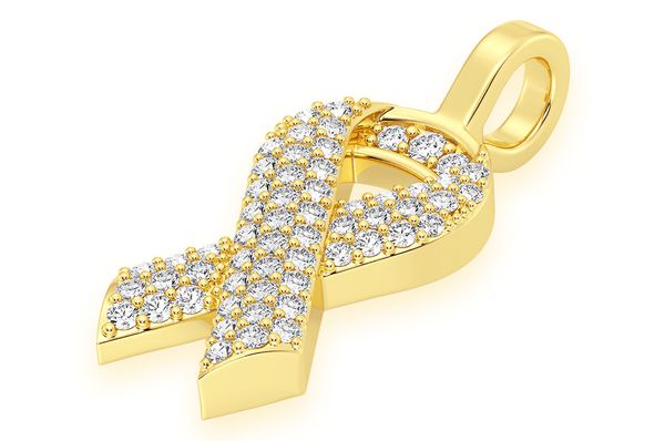 Awareness Ribbon Diamond Pendant 14k Solid Gold .25ctw
