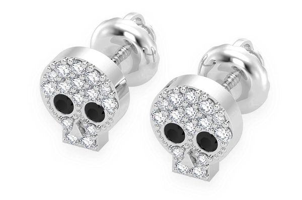 Skull Stud Diamond Earrings 14k Solid Gold 0.25ctw