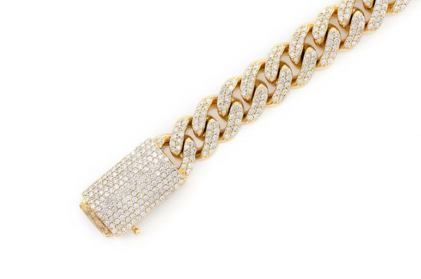 10MM Miami Cuban Link Diamond Bracelet 14k Solid Gold 5.00ctw