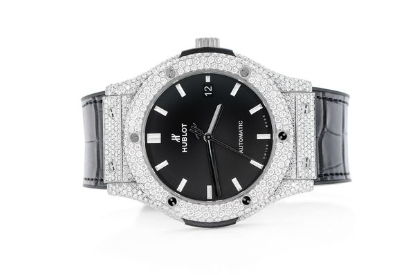 Hublot Classic Fusion Steel - 10.00ctw Fully Iced Out