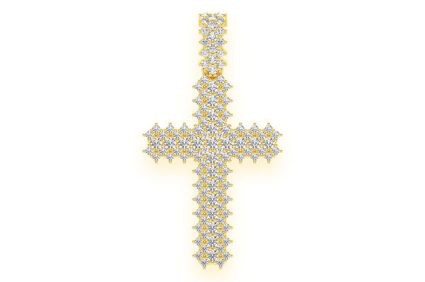 Small 5 Row Jagged Cross Diamond Pendant 14k Solid Gold 0.75ctw