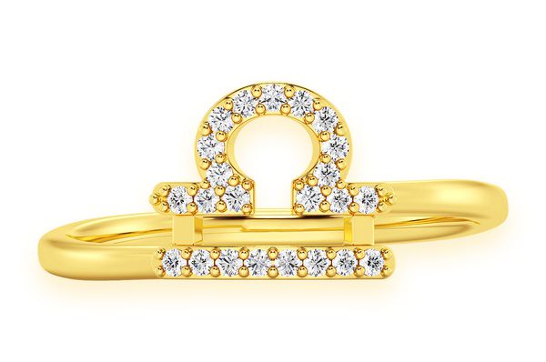 Libra Zodiac Diamond Ring 14k Solid Gold 0.10ctw