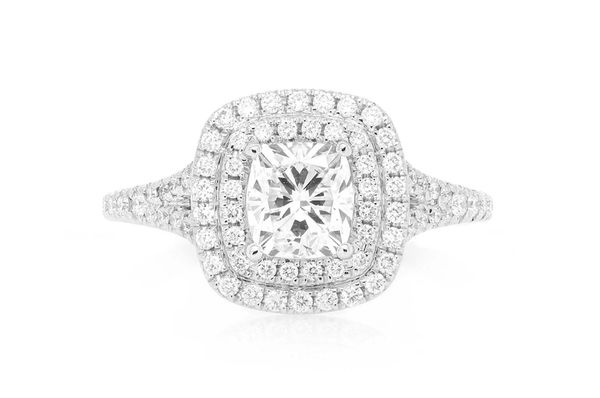 .75ct Cushion Solitaire - Double Halo - Diamond Engagement Ring - All Natural