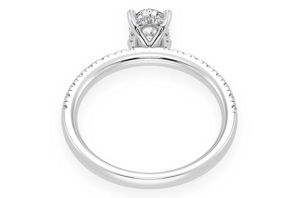 Thinn - 0.75ct Oval Solitaire - One Row Under Halo - Diamond Engagement Ring - All Natural