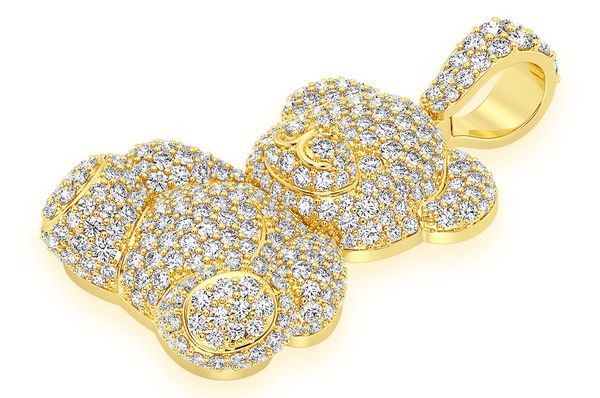  Teddy Bear Diamond Pendant 14k Solid Gold 2.65ctw