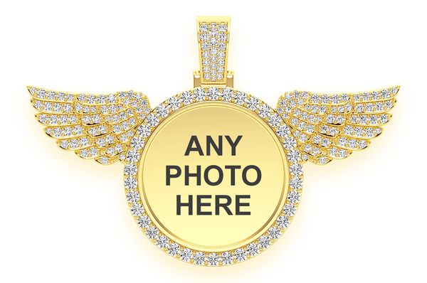 Winged Picture Diamond Pendant 14k Solid Gold 6.33ctw