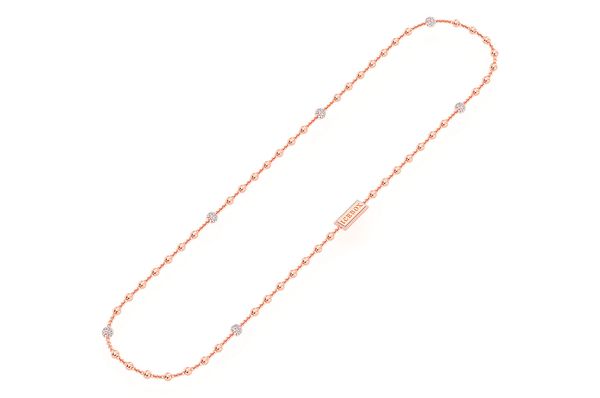 5 Diamond Bead Rosary Chain 14k Solid Gold 2.75ctw