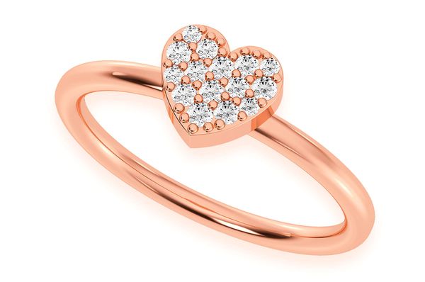 Bubbly Heart Diamond Ring 14k Solid Gold 0.10ctw