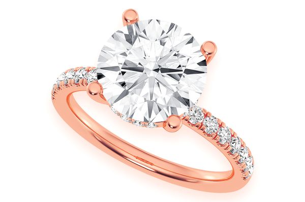 Thinn - 3.00ct Round Solitaire - One Row Under Halo - Diamond Engagement Ring - All Natural Vs Diamonds