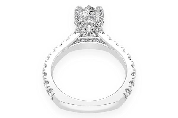 Thinn - 2.00ct Pear Solitaire - Single Row Scallop - Diamond Engagement Ring - All Natural
