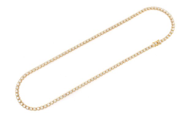 12pt Crown Set Diamond Tennis Necklace 14k Solid Gold 14.00ctw