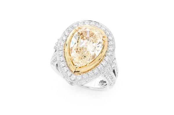 Fancy Yellow Pear Halo Diamond Ring 14k Solid Gold 6.00ctw
