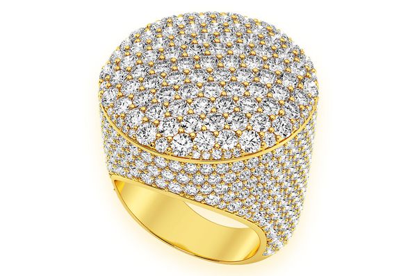 Round Signet Diamond Ring 14k Solid Gold 11.00ctw