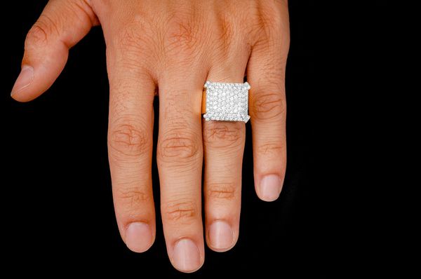 Emerald Shape Signet Diamond Ring 14k Solid Gold 2.30ctw