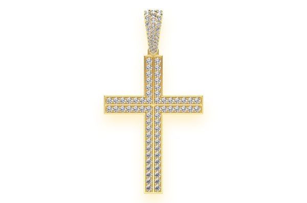 Straight Accent Cross Diamond Pendant 14k Solid Gold 2.75ctw