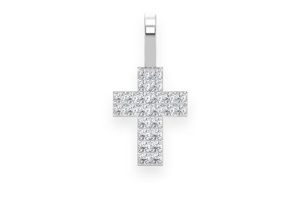 Two Row Cross Diamond Pendant 14k Solid Gold 0.25ctw