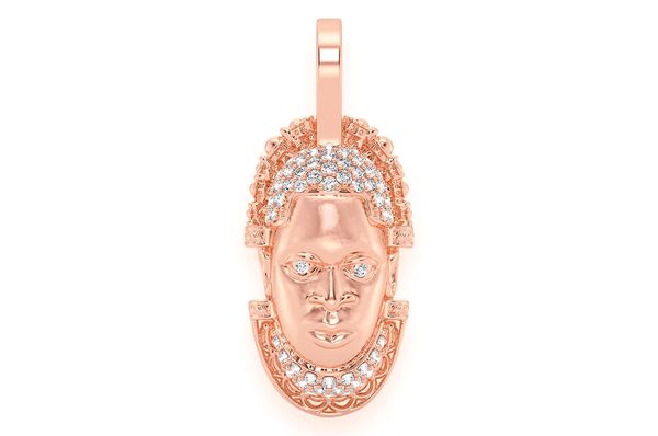Edo Mask Diamond Pendant 14k Solid Gold 0.25ctw