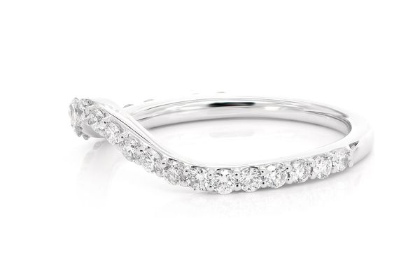 Pitch C Curved Diamond Band 14k Solid Gold 0.40ctw