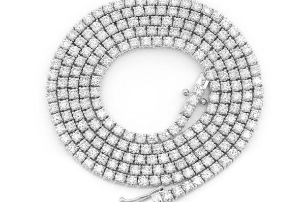 6pt Prong Set Diamond Tennis Necklace 14k Solid Gold 8.00ctw