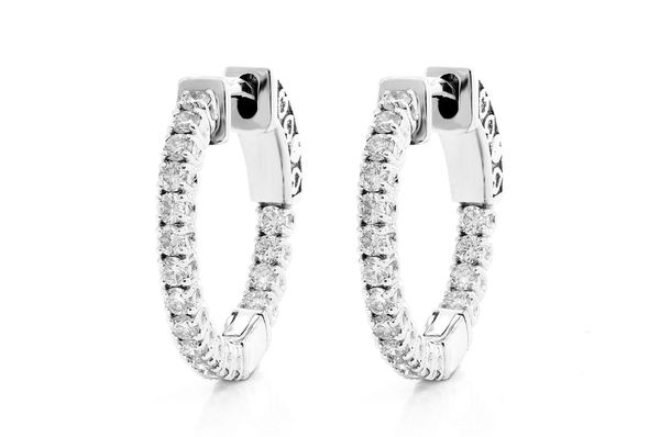 Round Inside-out Diamond Hoop Earrings 14k Solid Gold 0.75ctw