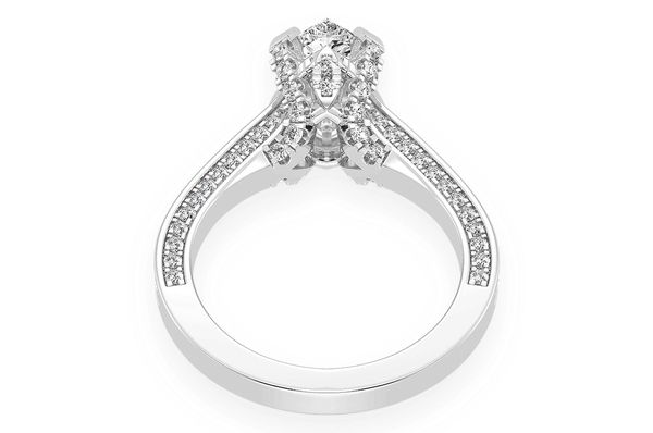 Chant - 1.50ct Pear Solitaire - Deluxe One Row Scallop - Diamond Engagement Ring - All Natural