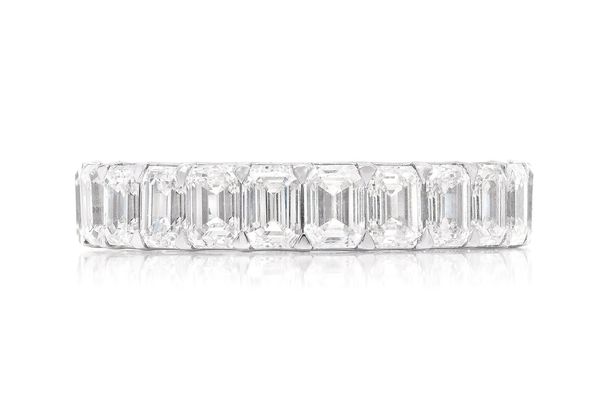 25pt Emerald Eternity Diamond Ring 14k Solid Gold 5.25ctw