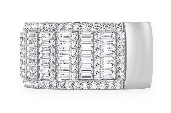 Super Baguette & Round Diamond Band 14k Solid Gold 2.75ctw 
