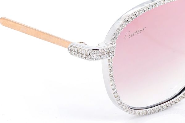 Cartier Glasses Iced Out Diamond Rims - Pink Fade Lens - 5.85ctw