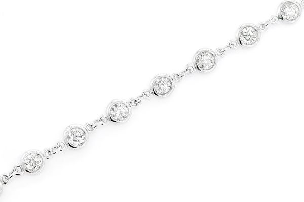 Round Bezel Set Eternity Diamond Bracelet 14k Solid Gold 1.50ctw