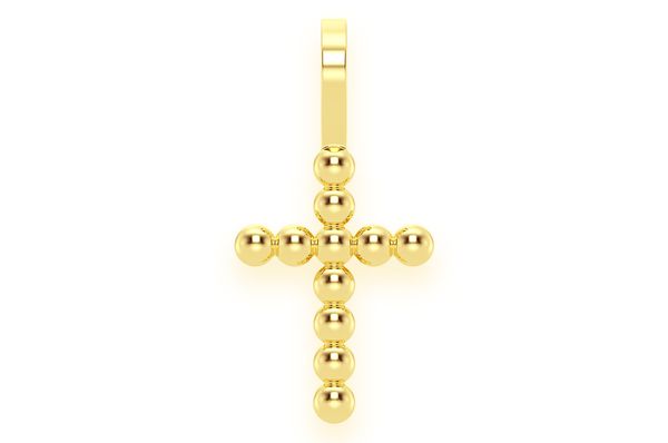 Bead Cross Pendant 14k Solid Gold