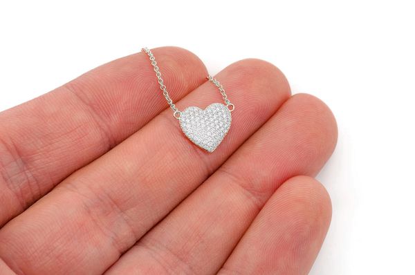 Bubbly Heart Diamond Necklace Connected 14k Solid Gold 0.25ctw