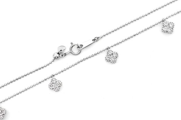 Clover Diamond Necklace 14k Solid Gold 1.00ctw