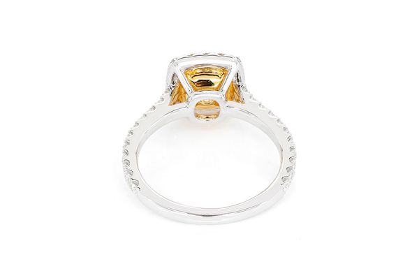 1.50ct Cushion Yellow Diamond - Halo - Diamond Engagement Ring - All Natural