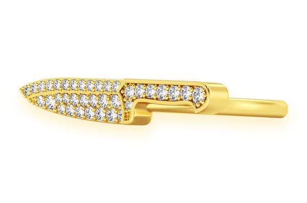 Chef's Knife Diamond Ring 14k Solid Gold 0.25ctw 