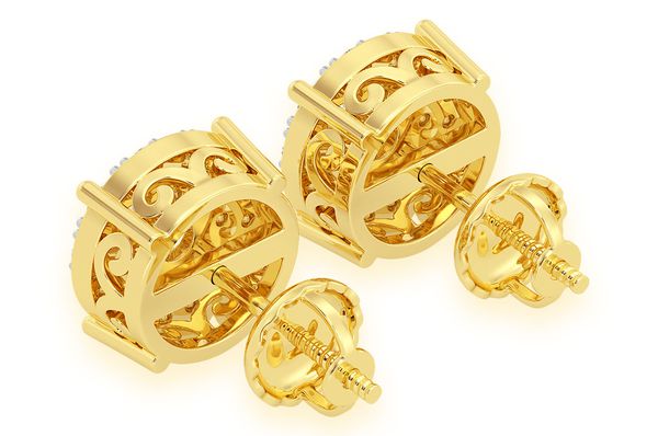 3.00ctw Mosaic Stud Diamond Earrings 14k Solid Gold