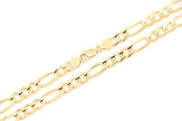 7MM Figaro Chain 14k Solid Gold