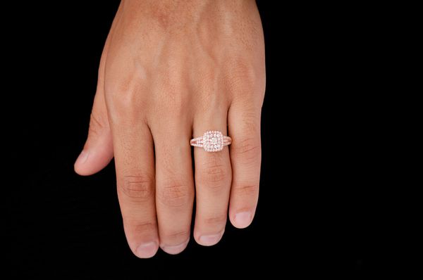 0.75ctw - Cushion Two Tier Halo - Diamond Engagement Ring - All Natural
