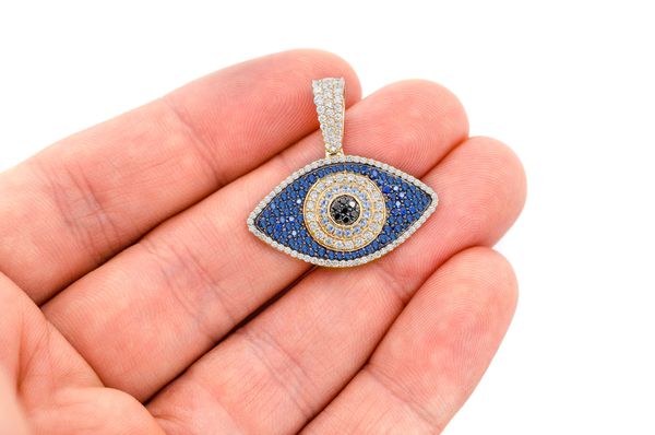 Evil Eye Diamond Pendant 14k Solid Gold 2.20ctw