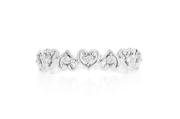Heart Link Diamond Ring 14k Solid Gold 0.10ctw
