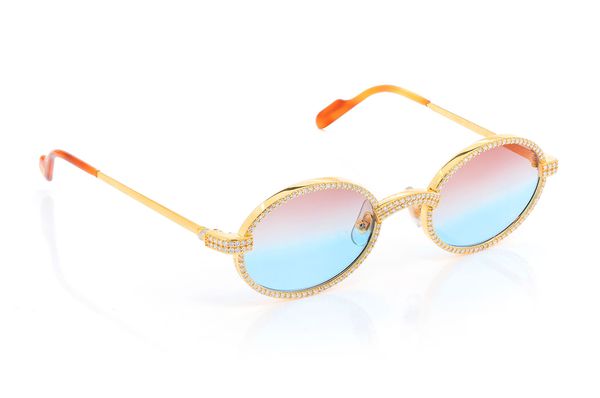 Cartier Glasses Iced Out Diamond Rims - Pink/blue Fade Lens - 4.50ctw