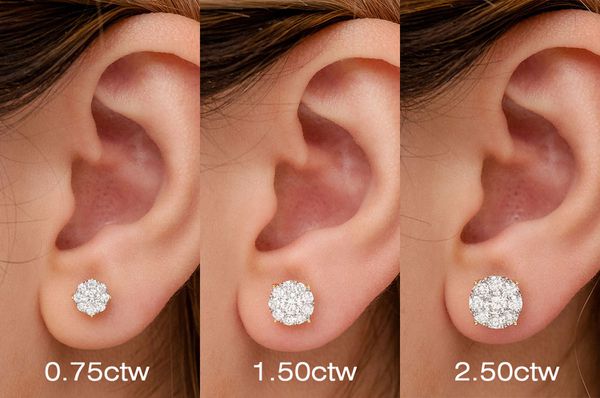 1.50ctw Mosaic Stud Diamond Earrings 14k Solid Gold