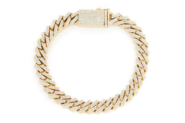 10MM Raised Miami Cuban Diamond Bracelet 14k Solid Gold 6.00ctw