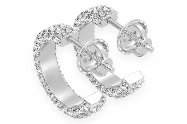 Open Hoop Diamond Earrings 14k Solid Gold 0.60ctw