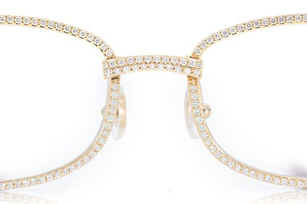 Cartier Glasses Iced Out Diamond Rims - 3.25ctw - Yellow Gold