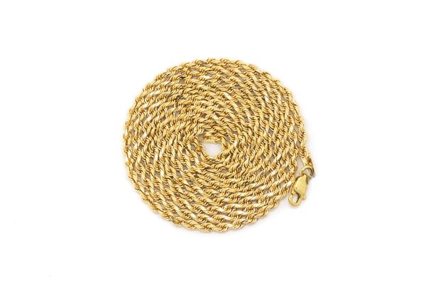 2.5MM Rope 14k Solid Gold Chain