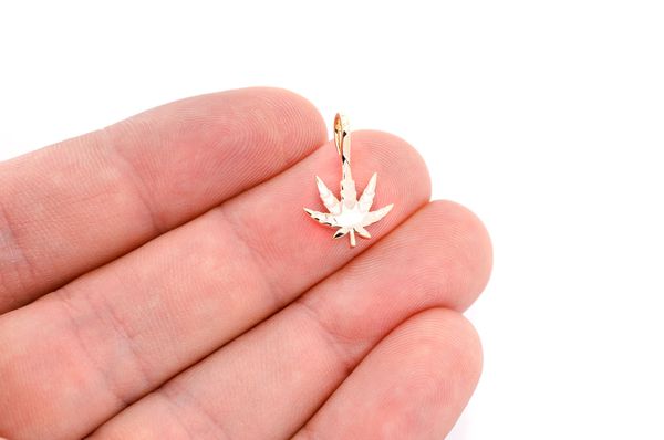 Cannabis Pendant 14k Solid Gold
