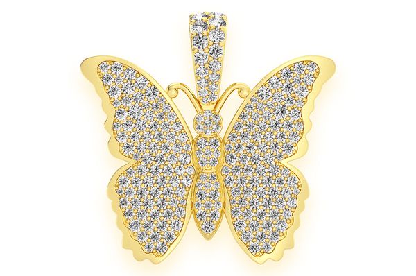 Butterfly Diamond Pendant 14k Solid Gold 2.25ctw