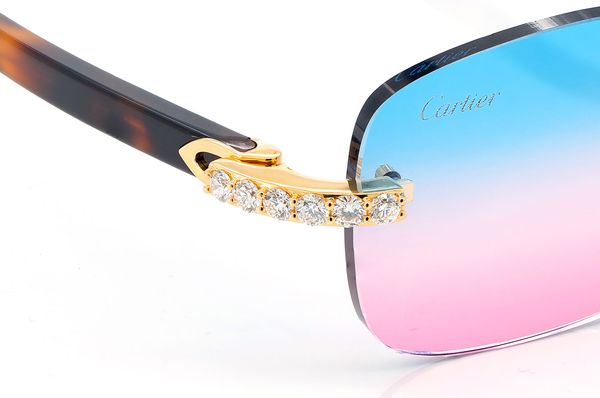 Cartier Glasses Iced Out Diamond Rimless - 5.00ctw - Yellow Gold